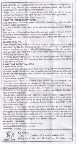 Viên nén Panactol 500mg Khapharco giảm đau, hạ sốt, điều trị đau đầu, đau răng (10 vỉ x 10 viên)