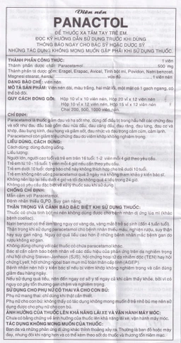 Viên nén Panactol 500mg Khapharco giảm đau, hạ sốt, điều trị đau đầu, đau răng (10 vỉ x 10 viên)