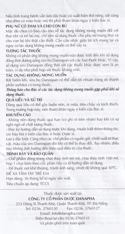 Dung dịch Danospan Danapha điều trị viêm đường hô hấp cấp tính có kèm ho (60ml)