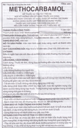 Viên nén Methocarbamol 500mg Khapharco điều trị ngắn hạn các cơn đau, co thắt cơ, bong gân (100 viên)