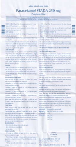 Cốm Paracetamol Stada 250mg điều trị các cơn đau do cảm cúm, nhức đầu, đau họng (30 gói x 1g)
