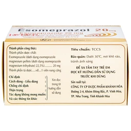 Thuốc Esomeprazol 20mg điều trị trào ngược dạ dày, thực quản (10 vỉ x 10 viên)