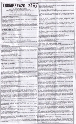 Thuốc Esomeprazol 20mg điều trị trào ngược dạ dày, thực quản (10 vỉ x 10 viên)