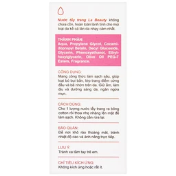 Nước tẩy trang Micellar Cleansing Water La Beauty làm sạch sâu, loại bỏ bụi bẩn (150ml)