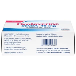 Thuốc Drotaverine Stada 40mg điều trị co thắt dạ dày, ruột, hội chứng ruột kích thích (5 vỉ x 10 viên)
