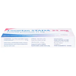 Viên nén Losartan Stada 25mg điều trị tăng huyết áp, giảm nguy cơ đột quỵ (2 vỉ x 15 viên)