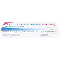 Thuốc Atenolol Stada 50mg điều trị tăng huyết áp, đau thắt ngực (2 vỉ x 15 viên)