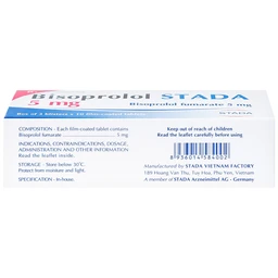Thuốc Bisoprolol Stada 5mg điều trị tăng huyết áp, đau thắt ngực mạn tính ổn định (3 vỉ x 10 viên)
