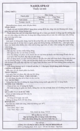 Thuốc xịt mũi Nasolspray Mekophar làm sạch và thông mũi, họng (70ml)