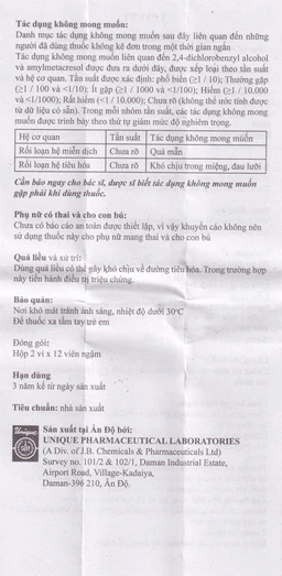 Viên ngậm Cufo vị chanh hỗ trợ điều trị triệu chứng trong nhiễm khuẩn miệng và họng (2 vỉ x 12 viên)