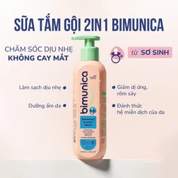 Sữa tắm gội cho trẻ sơ sinh và trẻ nhỏ 2in1 Bimunica dịu nhẹ, an toàn cho da và tóc (250ml) 2