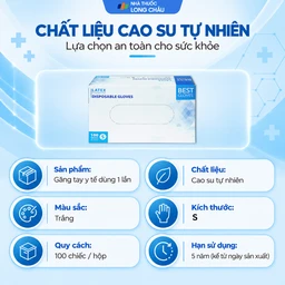 Găng tay y tế không bột, phủ Latex size S (100 cái) Powder Free Disposable 3