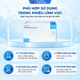 Găng tay y tế không bột, phủ Latex size M (100 cái) Powder Free Disposable 4