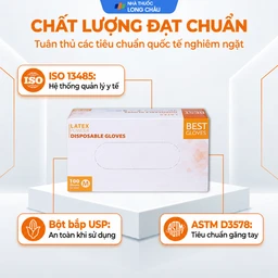 Găng tay y tế có bột, phủ Latex size M (100 cái) Powder Disposable 3