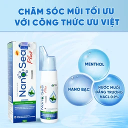 Xịt mũi muối biển Nano Sea Plus người lớn 75ml giúp làm sạch, thông mũi họng