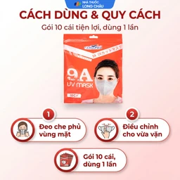 Khẩu trang 9A UV mask Famapro màu trắng (10 cái) Nam Anh chống nắng, chống tia uv, che phủ mặt cao 5