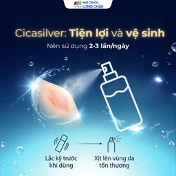 Xịt phủ vết thương, vết bỏng Cicasilver Spray 125ml giúp bảo vệ làm lành vết thương
