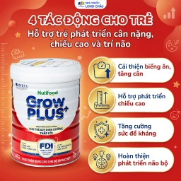 Sữa cho trẻ suy dinh dưỡng, thấp còi (đỏ) Nutifood growplus+ 2+ (850g) 4