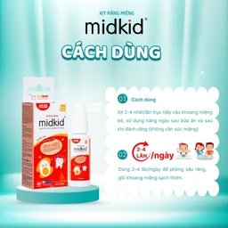 Xịt răng miệng Midkid hương Táo cho trẻ từ 1 tuổi Làm sạch răng miệng, ngừa hôi miệng và sâu răng cho bé (20ml) 7