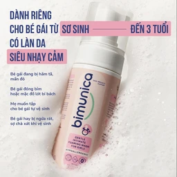 Bọt vệ sinh Bimunica giúp làm sạch dịu nhẹ vùng kín cho bé gái từ sơ sinh chai 150ml 3
