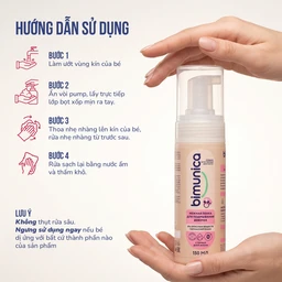 Bọt vệ sinh Bimunica giúp làm sạch dịu nhẹ vùng kín cho bé gái từ sơ sinh chai 150ml 4