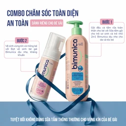 Bọt vệ sinh Bimunica giúp làm sạch dịu nhẹ vùng kín cho bé gái từ sơ sinh chai 150ml 6