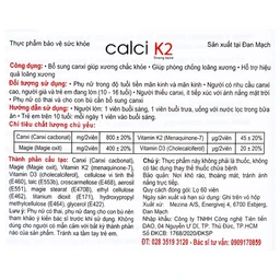 Viên uống hỗ trợ phòng chống loãng xương, bổ sung canxi giúp xương chắc khỏe Calci K2 Dao Nordic Health (60 viên)