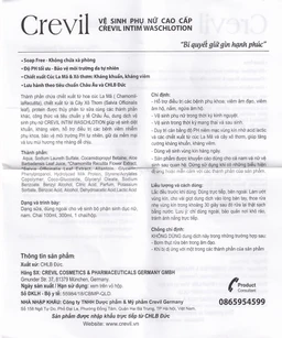 Dung dịch vệ sinh phụ nữ Crevil Intim Waschlotion chống viêm, cân bằng pH (100ml)
