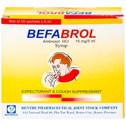 Siro Befabrol 15mg Bepharco tiêu chất nhầy đường hô hấp (20 gói x 5ml)