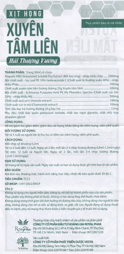 Chai xịt họng hỗ trợ giảm ho, giảm đờm, giảm đau rát họng Xuyên Tâm Liên Hải Thượng Vương (30ml)