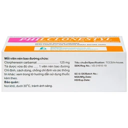 Thuốc giãn cơ Philclonestyl 125mg Boston điều trị đau do cứng cơ (5 vỉ x 10 viên)