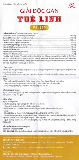 Viên Giải Độc Gan Tuệ Linh Plus (60 viên)