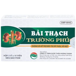 Thuốc Bài Thạch Trường Phúc phòng và hỗ trợ điều trị sỏi thận, sỏi mật (3 vỉ x 10 viên)