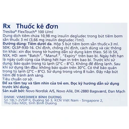 Thuốc tiêm Tresiba 100units/ml điều trị đái tháo đường (5 cây x 3ml)
