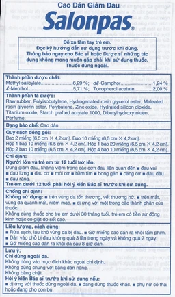 Cao dán Salonpas Hisamitsu giảm đau vai, đau lưng, đau cơ (24 gói x 10 miếng)