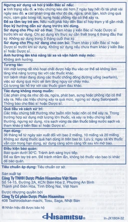 Cao dán Salonpas Hisamitsu giảm đau vai, đau lưng, đau cơ (24 gói x 10 miếng)