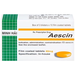Viên nén Aescin 40mg Minh Hải điều trị thiểu năng tĩnh mạch, tụ máu (3 vỉ x 10 viên)