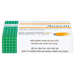 Viên nén Aescin 40mg Minh Hải điều trị thiểu năng tĩnh mạch, tụ máu (3 vỉ x 10 viên)