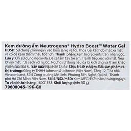 Kem dưỡng ẩm Neutrogena Hydro Boost Water cấp ẩm sâu, giúp da mềm mịn (50g)
