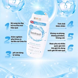 Dung dịch vệ sinh phụ nữ Femfresh Intimate Skin Care Active Wash làm sạch, khử mùi (250ml) 3