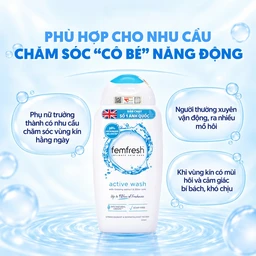Dung dịch vệ sinh phụ nữ Femfresh Intimate Skin Care Active Wash làm sạch, khử mùi (250ml) 4