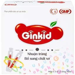 Siro Ginkid nhuận tràng bổ sung chất xơ giúp tiêu hóa tốt, giảm táo bón (3 vỉ x 5 ống x 10ml)