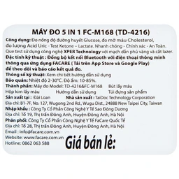 Máy đo 5 in 1 Facare FC-M168 (bluetooth) hỗ trợ đo đường huyết, Cholesterol, Acid Uric
