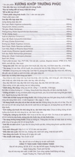 Thuốc Xương Khớp Trường Phúc điều trị các bệnh lý cơ xương khớp và đau dây thần kinh (2 vỉ x 10 viên)