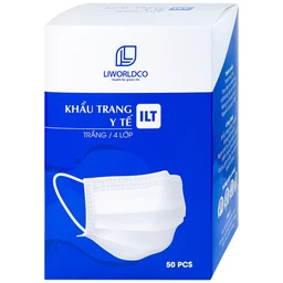 Khẩu trang 4 lớp ILT Liworldco màu trắng (50 cái)