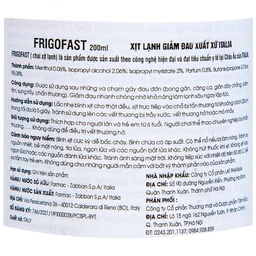 Chai xịt lạnh Frigofast Spray 200ml giúp giảm đau bong gân, căng cơ, giãn dây chằng