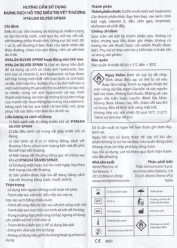 Xịt phủ vết thương, vết bỏng Hyalo4 Silver Spray 50ml giúp bảo vệ làm lành vết thương