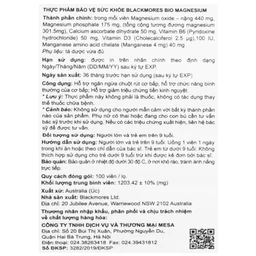 Viên uống Blackmores Bio Magnesium hỗ trợ cơ bắp, giảm triệu chứng tiền kinh nguyệt (100 viên)