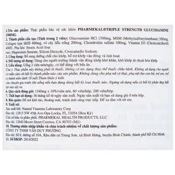 Viên uống hỗ trợ khớp, bổ sung dưỡng chất cho khớp Triple Strength Glucosamine 1500mg Pharmekal (200 viên)