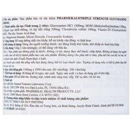 Viên uống bổ sung dưỡng chất cho khớp Triple Strength Glucosamine 1500mg Pharmekal (60 viên)